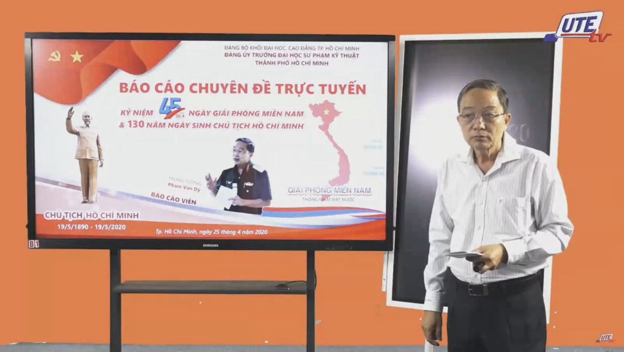 Trung tướng Phạm Văn Dỹ - Nguyên Bí thư Đảng ủy, Chính ủy Quân khu 7 báo cáo viên tại đài truyền hình UTE-TV